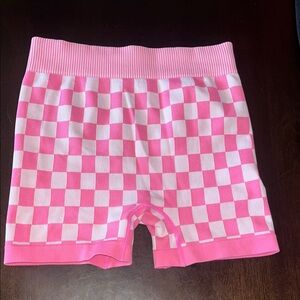Women's Pink Checkered Bike Shorts
